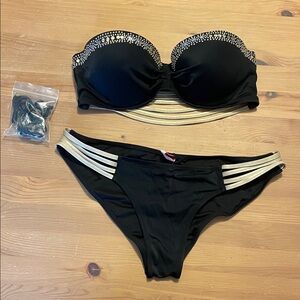 Victoria's Secret Black and Gold Bikini Set
